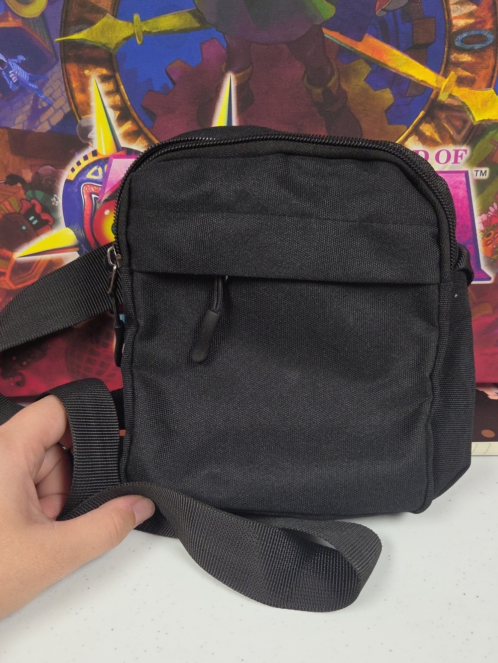 Black Compact Crossbody Shoulder Bag for Men